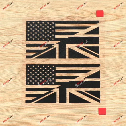 Adhesivos adhesivos de vinilo con la bandera británica estadounidense fusionada con la bandera británica estadounidense Union Jack, paquete de 2