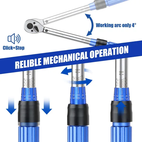 Miniatura 5 de BULLTOOLS Llave dinamométrica de 3/8 pulgadas con clic de accionamiento, juego de llaves dinamométricas de 72 dientes de dirección dual. Llave