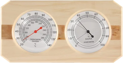 Miniatura 8 de Dyna-Living 2 en 1 Sauna de madera para sauna higrotermógrafo interior Fahrenheit termómetro e higrómetro para hotel o sala de sauna