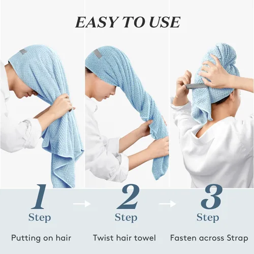 Miniatura 7 de YFONG Toalla Envolvente Grande para Cabello para Mujeres, Toalla de Cabello de Microfibra Súper Absorbente para Cabello Rizado, Turbantes de Cabello