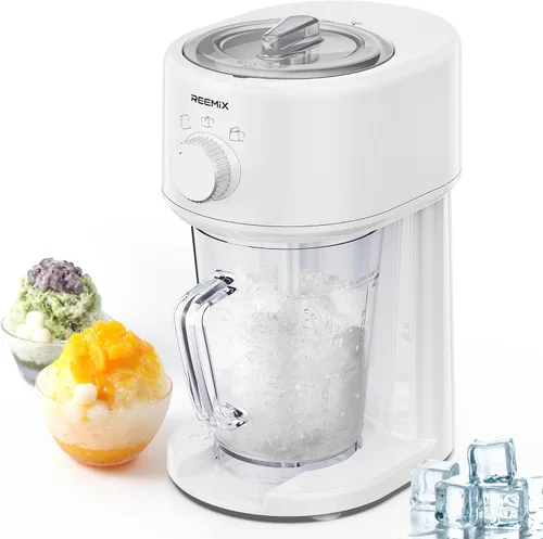 Miniatura 7 de Reemix Máquina de hielo afeitado, máquina de afeitar eléctrica de hielo y máquina de cono de nieve con almacenamiento de gran capacidad, trituradora