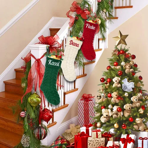 Miniatura 17 de Calcetines de Navidad personalizados para perros y gatos, calcetín de Navidad bordado con nombre personalizado en forma de pata de mascota o hueso