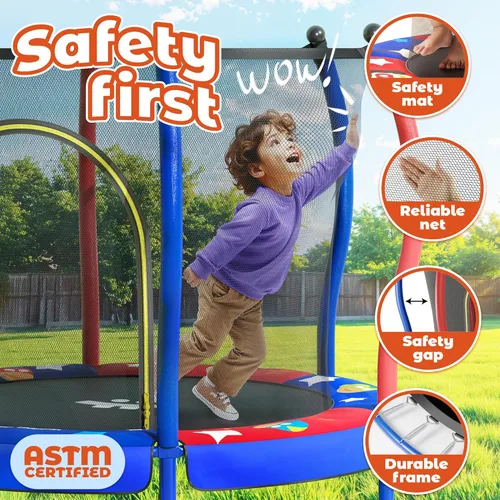 Miniatura 3 de Happin® - Cama elástica de 55 pulgadas para niños con cerca de seguridad, trampolín interior y exterior para niños pequeños, diseño ultra seguro