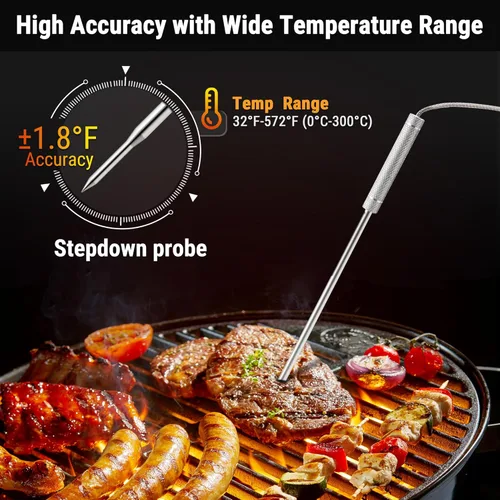 Miniatura 6 de Termómetro de carne inalámbrico digital ThermoPro TP20B negro de 152.4 m con sonda doble, termómetro de carne para cocinar alimentos digital