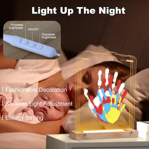 Miniatura 3 de Kit familiar de huellas de manos con luz, kit de mano y huella de bebé, regalos familiares para nuevos padres, Navidad, adopción, baby shower