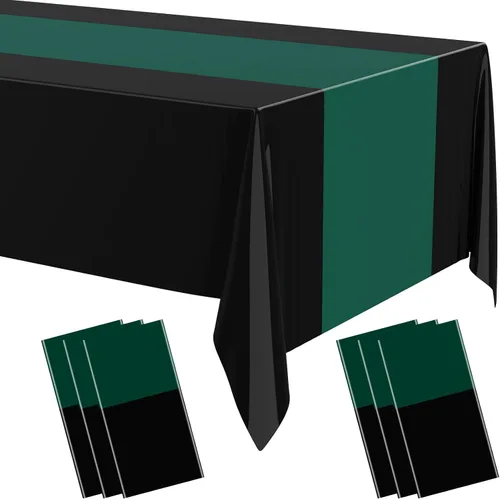 Miniatura 11 de Oudain 3 piezas de manteles de plástico desechables de 54 x 108 pulgadas para mesas rectangulares, manteles impermeables para Halloween, baby Negro
