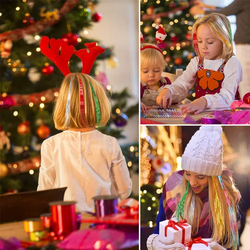Miniatura 6 de FEBSNOW Carámbanos de oropel de Navidad de 2400 hebras, carámbano de lámina de Mylar con purpurina de 47 pulgadas para árbol de Navidad, 12
