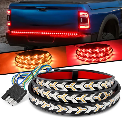 Miniatura 9 de Nilight - Tira de luz LED para plataforma trasera de 30 pulgadas de UTV, 204 LED, luces de freno ámbar, luces intermitentes rojas, compatible