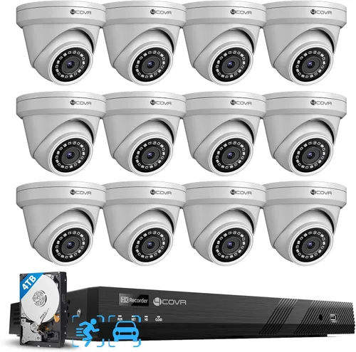 Miniatura 11 de 4COVR - Sistema de cámara de seguridad de 16 canales 4K, detección de humanos y vehículos, NVR de 8MP 4TB HDD, 12 unidades de 8MP con cable, cámara