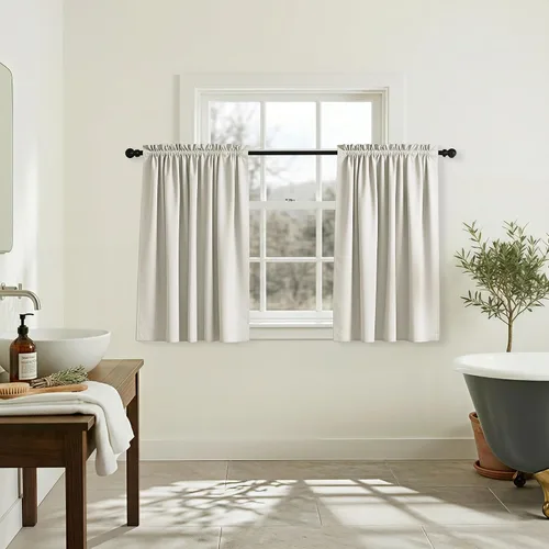 Miniatura 5 de Mrs.Naturall - Cortinas opacas cortas beige para ventanas pequeñas de 18x24 pulgadas de largo