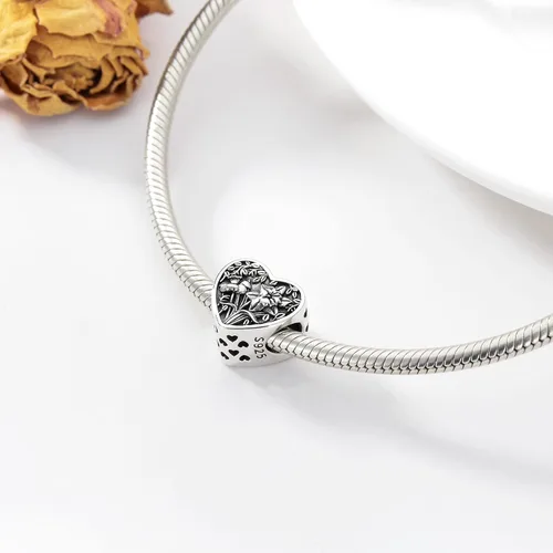 Miniatura 3 de PEIMKO Dije personalizado de plata de ley con diseño de corazón de flor de nacimiento y corazón de flor de nacimiento pulsera de serpiente regalo