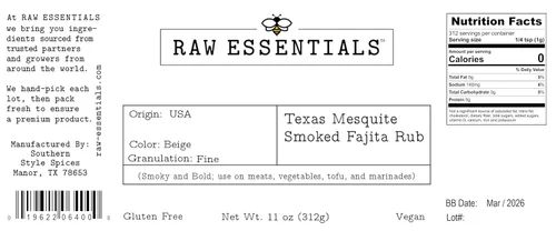Miniatura 3 de Raw Essentials Texas Mesquite - Fajita ahumada – Abrasador de barbacoa audaz y ahumado para carne, pollo, camarones y verduras – Sin gluten y vegana
