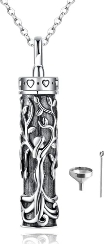 Miniatura 47 de Collar con colgante de urna de cenizas de cremación y árbol de la vida para mujer, plata de ley US1