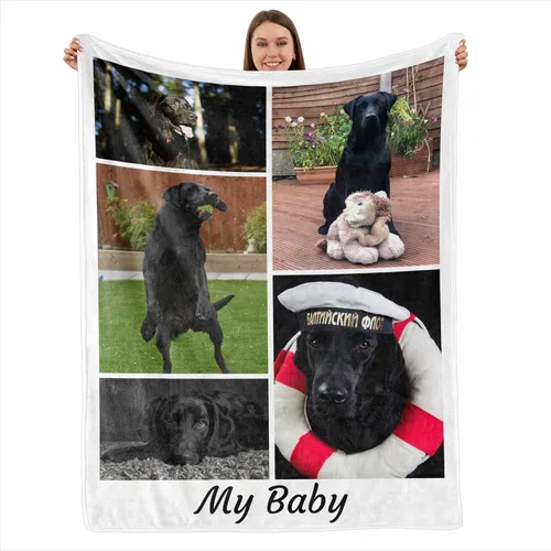 Miniatura 20 de Mantas personalizadas con fotos, manta personalizada con nombre de imagen para esposa, marido, novio, novia, aniversario, Navidad, cumpleaños, 1 Foto