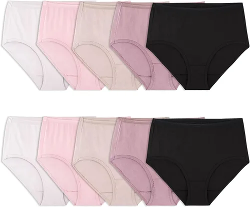 Fruit of the Loom Eversoft - Ropa interior de algodón para mujer, calzones sin etiquetas, transpirables, disponibles en talla extragrande