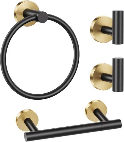 Miniatura 10 de Lairuier Juego de accesorios de baño, juego de 4 piezas de soporte para toallas que incluye soporte para papel higiénico, anillo para toallas y 2