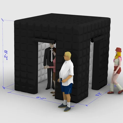 Miniatura 4 de Cabina de fotos inflable (negro, dos puertas, 8.2 x 8.2 x 8.2 pies), cabina de fotos LED inflable portátil con soplador de aire interior, ideal