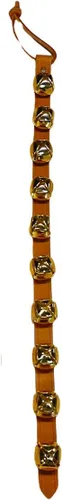 Miniatura 13 de Warner Arctic Sleigh Bells - Timbres decorativos de cuero para puerta (10 pulgadas con 3 campanas, cuero negro con campanas de latón)