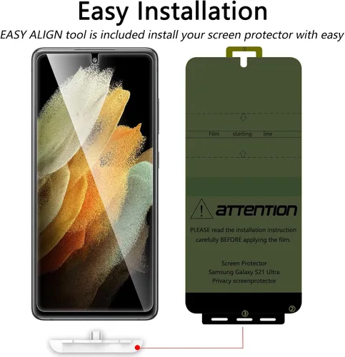 Miniatura 4 de LYWHL Paquete de 2 + 2 protectores de pantalla de privacidad para Samsung Galaxy S21 Ultra [compatible con identificación de huellas dactilares]