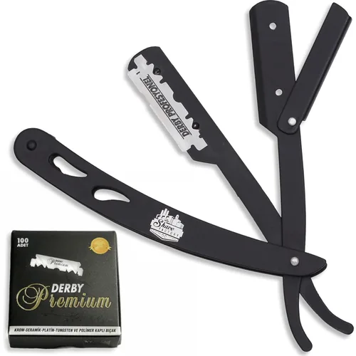 The Shave Factory Kit de maquinilla de afeitar de borde recto, con maquinillas de afeitar de acero inoxidable individuales para hombres (negro,