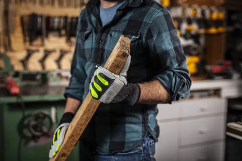Miniatura 6 de BOSS Guantes de trabajo de piel de vaca dividida para hombre, de alta visibilidad, acolchado de nudillos, resistente a desgarros, respaldo de malla