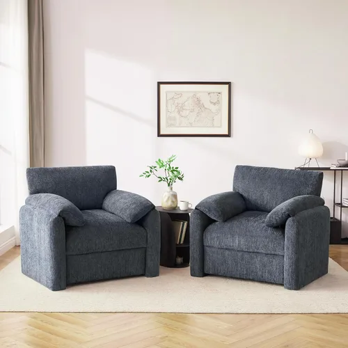 Miniatura 16 de Howjoe Sillón Extragrande de Chenilla, Sillas de Acento de 38.6 Pulgadas de Ancho para Sala de Estar y Dormitorio Silla de Descanso Moderna, Silla