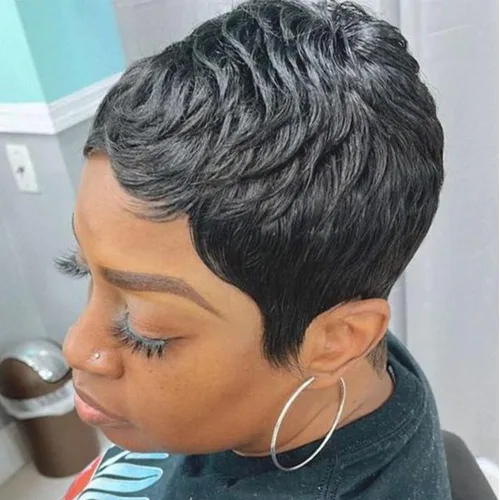 Miniatura 8 de Pelucas rubias 613 de corte Pixie para mujeres negras, cabello sintético rubio rizado en capas con flequillo, pelucas de corte corto para mujeres