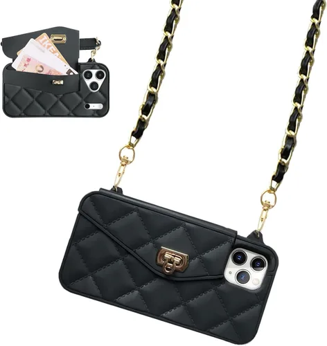 Miniatura 44 de UnnFiko - Funda tipo cartera compatible con iPhone XR, diseño elegante de bolsa de lujo, cartera abatible con funda para tarjetas, cubierta de Negro