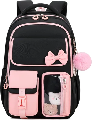 Miniatura 17 de Mochila para niñas, mochila escolar para niñas, bonita mochila con lazo para niñas, niños y adolescentes, para estudiantes de escuela primaria