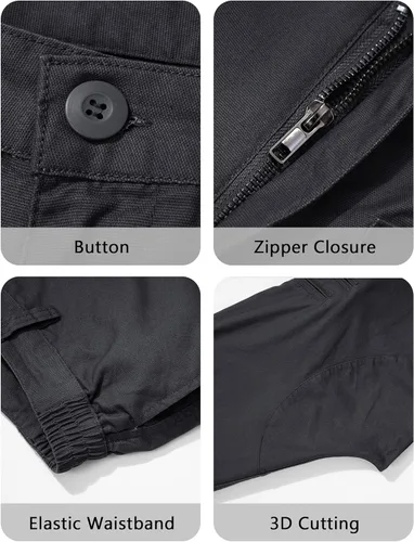 Miniatura 6 de CRYSULLY Pantalones cargo tácticos para hombre, pantalones de trabajo Ripstop con 9 bolsillos (sin cinturón)