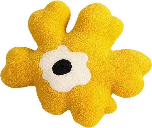 Miniatura 6 de Almohada de sofá Cojín de cintura Almohada de felpa con forma especial de flor Almohada creativa de corazón para niña (negro y blanco)