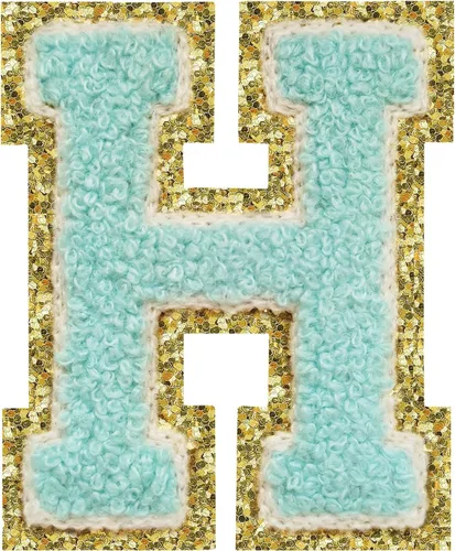 Miniatura 9 de SPRT - Parches de letras de chenilla universitaria con purpurina, parche de letras blancas para planchar con letras del alfabeto para disfraz