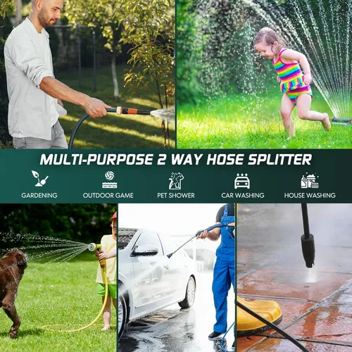Miniatura 7 de Divisor de manguera de jardín de 2 vías con válvula de cierre, divisor de espiga de agua para conector de manguera de 3/4 pulgadas, divisor de grifo