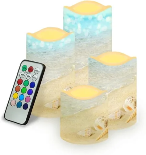 Miniatura 25 de Jeiento American Flag Flameless Candles 4 Pack 4th of July Home Decoration Flower American Flag LED Candles Battery Operated with Timer Remote
