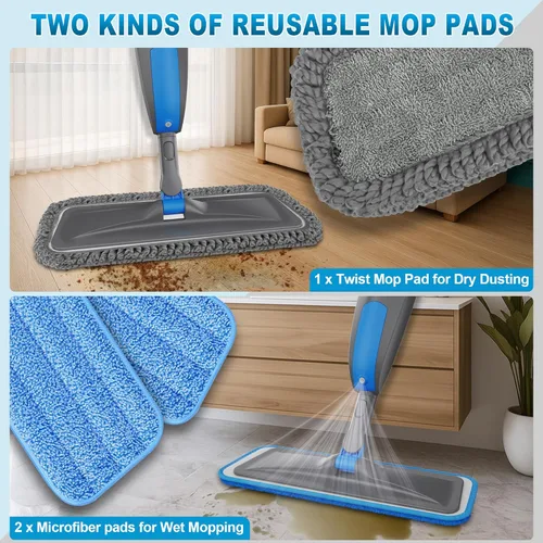 Miniatura 4 de BPAWA Trapeadores en aerosol para limpieza de suelos: mopa de microfibra húmeda y seca para pisos de vinilo de madera laminada de madera dura con 3