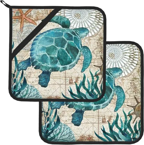 Miniatura 14 de Agarraderas bohemias para cocina, soportes retro de los años 70 con bolsillos, almohadillas calientes cuadradas para cocina, cocina, hornear, Boho