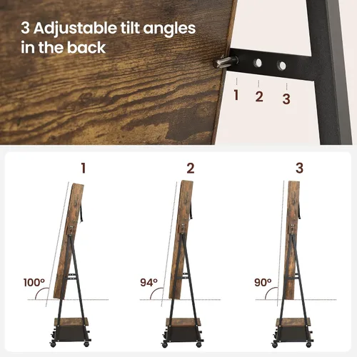 Miniatura 5 de SONGMICS UJJC004X01 - Organizador de joyas con cerradura con espejo de longitud completa, cajón inferior, estante, ruedas, regalos de Navidad