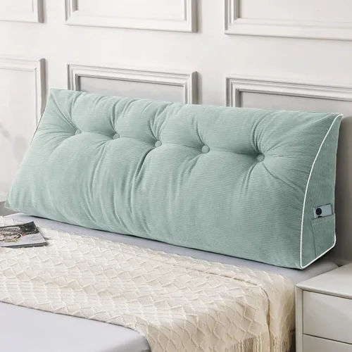Miniatura 30 de Sasttie - Almohada de cabecero completa, almohada de cuña para cabecero para sentarse en la cama, cojín triangular de apoyo para la espalda