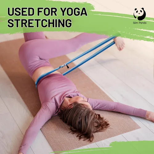 Miniatura 5 de Correa de yoga Slim Panda para estiramiento, Correa de yoga de algodón con hebilla ajustable en forma de D, Correa de yoga no elástica para pilates