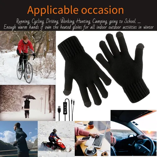 Miniatura 6 de Guantes eléctricos con calefacción USB de 5 V para hombres y mujeres, mantienen tus manos calientes con calentadores de manos de invierno, guantes
