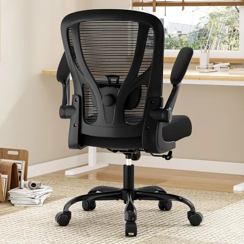 Miniatura 2 de Silla de oficina ergonómica de escritorio, silla de computadora de malla, silla de trabajo transpirable con ruedas, soporte lumbar ajustable, sillas