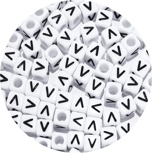 Miniatura 26 de Cuentas cuadradas de letras acrílicas de 0.236 x 0.236 pulgadas, cuentas A del alfabeto para pulseras, joyería, llavero DIY, 100