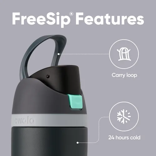 Miniatura 4 de Owala FreeSip - Botella de agua aislada de acero inoxidable con popote para deportes y viajes, sin BPA, 24 onzas, marea brumosa