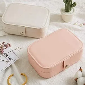Miniatura 7 de DerBlue Joyero de viaje, caja de joyería pequeña, caja de joyería de viaje portátil, organizador de almacenamiento para anillos y aretes