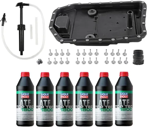 Miniatura 5 de Kit de servicio de transmisión automática (cárter de aceite+filtro+junta+24 tornillos) + ATF de 6L para modelos BMW Select (ZF-6HP19 Trans.)