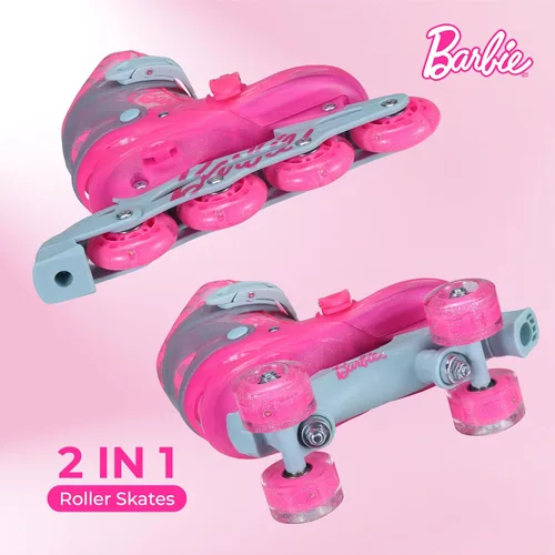 Miniatura 4 de Barbie 2in1 Kids Roller Skates, Transform from Quads to Inlines Skates, Durable Hardshell Boot, LED Wheels for Quads and Inlines, ABEC-7 Carbon
