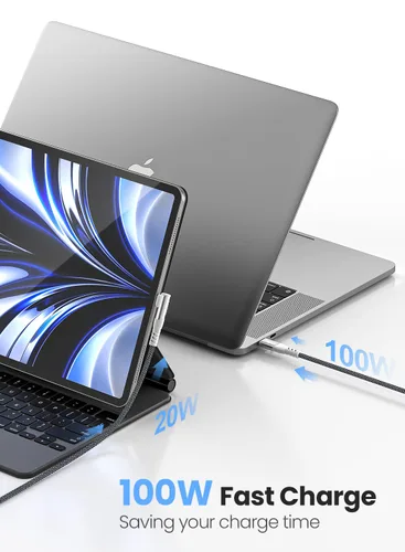 Miniatura 2 de Fasgear Cable USB C a USB C de 100 W – Paquete de 3 cables USB 2.0 tipo C a tipo C PD de 3 pies y 6 pies y 10 pies de carga rápida de ángulo recto