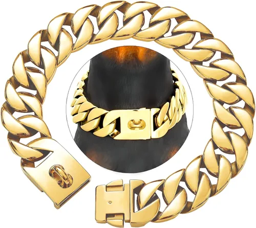 Miniatura 9 de txprodogchains Collar de cadena de perro grande con hebilla, fuerte y resistente, de 32 mm de grosor, collar de eslabones cubanos de acero