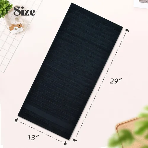 Miniatura 5 de Jacquotha Paquete de 2 toallas de mano de baño (negra) acanaladas, toallas faciales de algodón para habitación de invitados y spa, 13 x 29 pulgadas