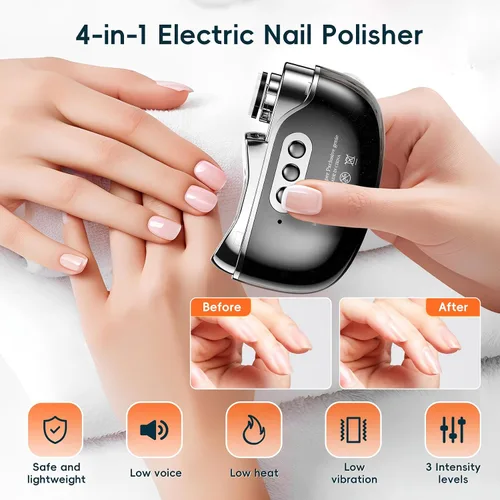 Miniatura 4 de Cortaúñas eléctrico 3 en 1 con luz y 3 velocidades, recortadora de uñas, pulidora y almacenamiento de clips, lima de uñas automática recargable por